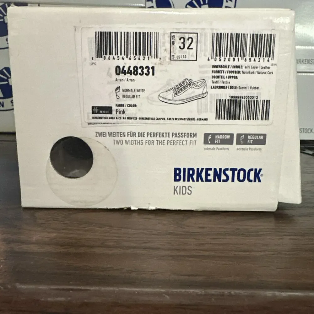 Birkenstock Arran Kids Pink Canvas Sneaker Lace Up EU 32 US 1 NIB 0448331